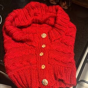 Cozy Red Cable Knit hat and neck warmer